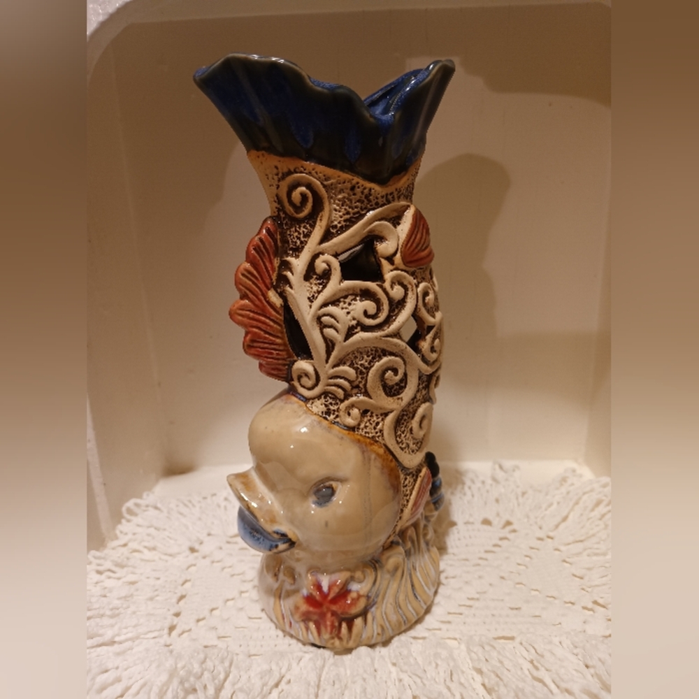 JA Designs LaDolce Vita Fish Vase From Ocean Filigree Collection